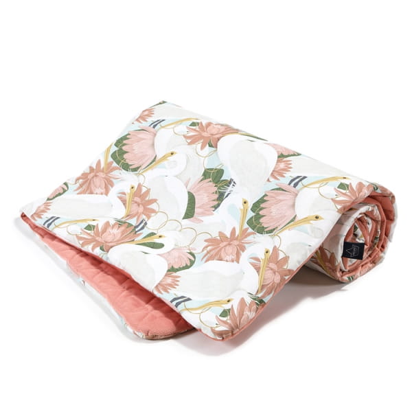 La Millou   -   Ciepły Koc velvet Narzutka Przedszkolaka  -  Heron in Pink Lotus  -  Papaya