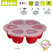 Beaba  -  Silikonowy Pojemnik do Mrożenia 6 x 90 ml red