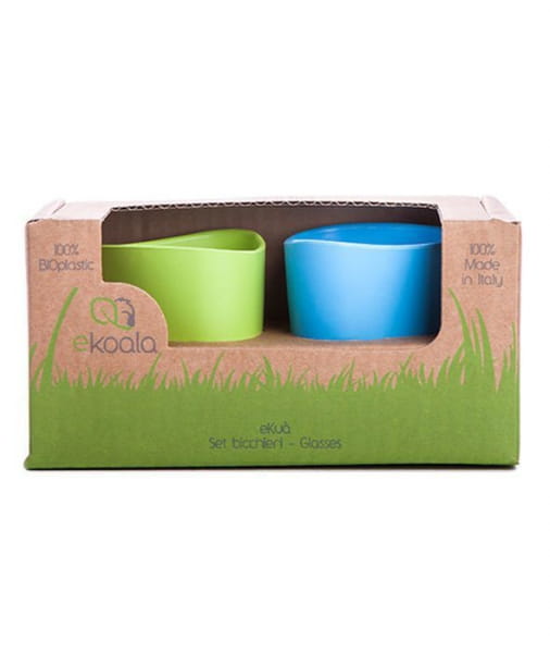 Ekoala  -  Kubki z Bioplastiku, Zielony + Niebieski, 4m+, 2 Szt.