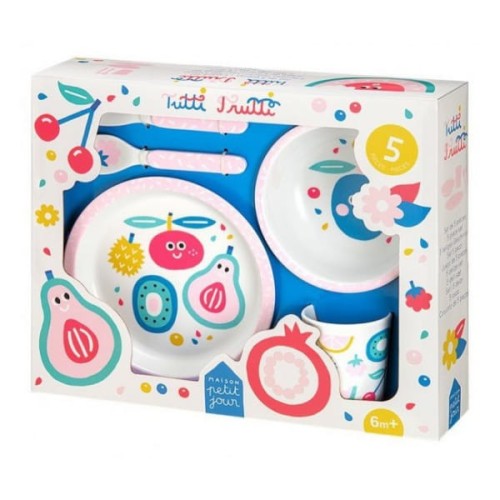 Maison Petit Jour® - Zestaw Naczyń i Sztućców Dla Dziecka, 5 El., Tutti Frutti | Maison Petit Jour®