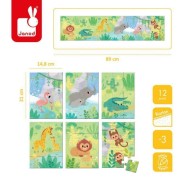 Janod   -   Mini Puzzle do Kolekcjonowania Zwierzątka 12 El. 3+ Małpki