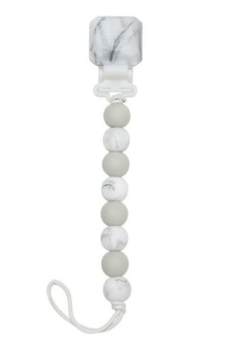 Loulou Lollipop      -     Zawieszka do Smoczka z Silikonowym Klipsem Gem     -    Marble Grey