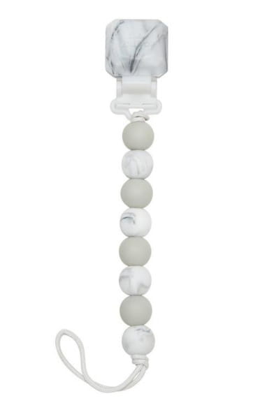 Loulou Lollipop      -     Zawieszka do Smoczka z Silikonowym Klipsem Gem     -    Marble Grey
