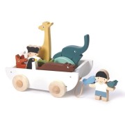 tender leaf toys - Drewniany Statek do Ciągnięcia ze Zwierzątkami, Tender Leaf Toys