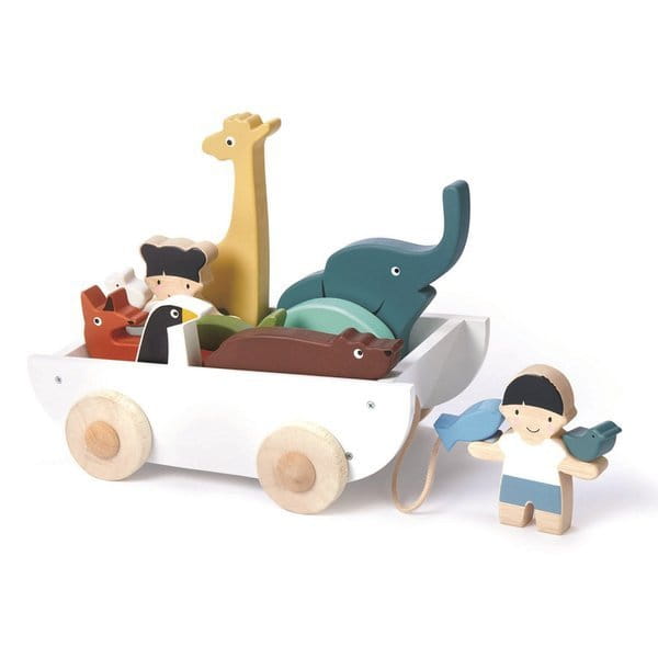 tender leaf toys - Drewniany Statek do Ciągnięcia ze Zwierzątkami, Tender Leaf Toys