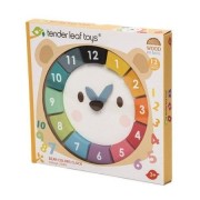 Tender Leaf Toys  -  Drewniana Zabawka Edukacyjna  -  Kolorowy Zegar Miś