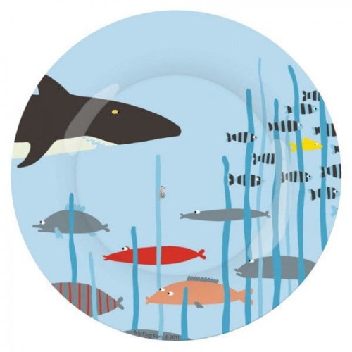 Maison Petit Jour® - Talerz Deserowy fi 20 cm Dla Dzieci, Seria Morze  -  Rekin i Rybki | Maison Petit Jour®