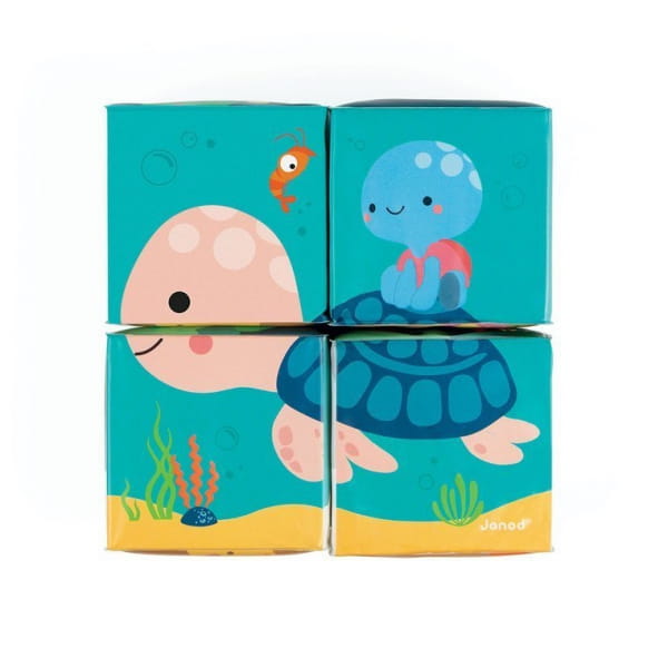 Janod - Klocki do Kąpieli Puzzle 6w1 Zwierzątka 4 Elementy 10 m +
