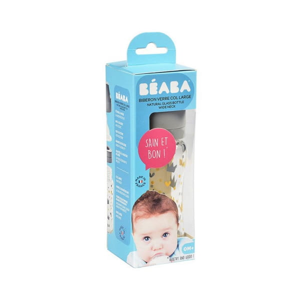 Beaba Butelka Szklana Szerokootworowa 240 ml Yellow / Grey Crown