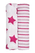 Lassig  -  Muślinowy Otulacz - Kocyk 120x120cm Zestaw 2 Szt. Stars &amp; Stripes Girls