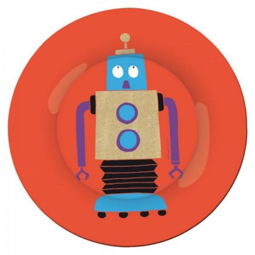 Maison Petit Jour® - Talerz Deserowy fi 20 cm Dla Dzieci, Czerwony, Seria Roboty | Maison Petit Jour®