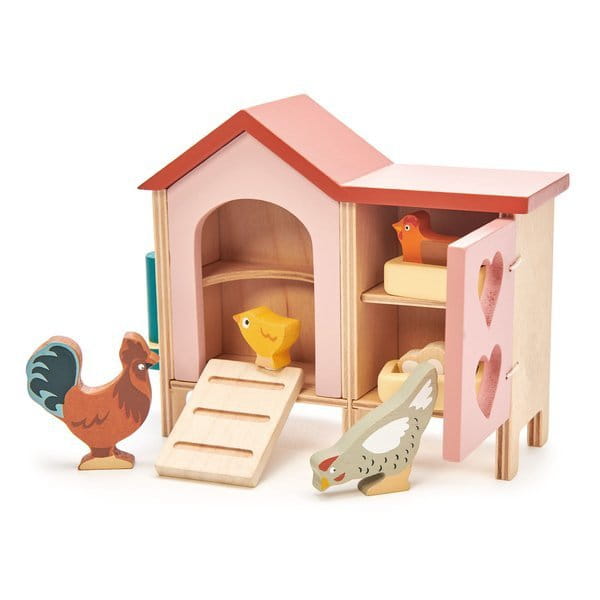 tender leaf toys - Drewniane Figurki do Zabawy  -  Kurnik z Kurami
