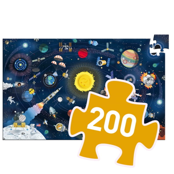 Djeco         -         Puzzle Obserwacyjne Kosmos 200 Elementów z Książeczką Dj07413