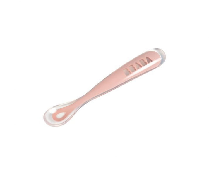 Beaba - Beaba Łyżeczka Silikonowa 4m+ Old Pink