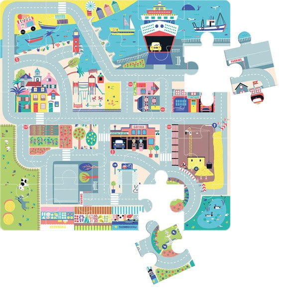 Auzou Puzzle Duże Miasto z Drewnianymi Autkami 3+ 72031