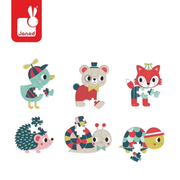 Janod  -  Mini Puzzle Baby Forest 12 Elementów Miś