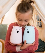 Rabbit &amp; Friends - Miś Duży Lampka Silikonowa z Pilotem Niebieska