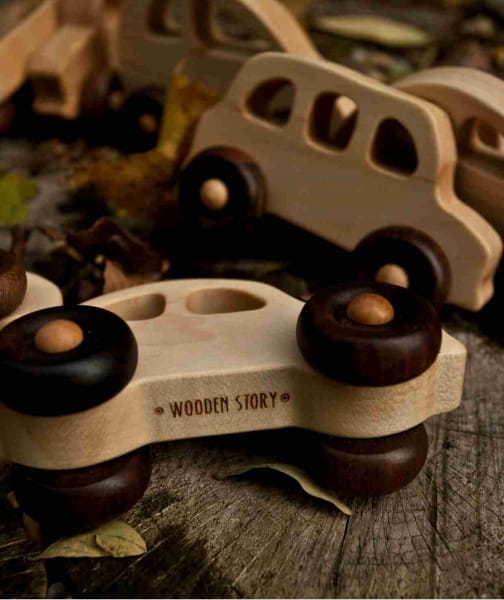 Wooden Story - Drewniana Zabawka na Kółkach Lokomotywa