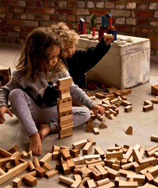 Wooden Story - Drewniane Klocki w Worku – Surowe, 50 Elementów