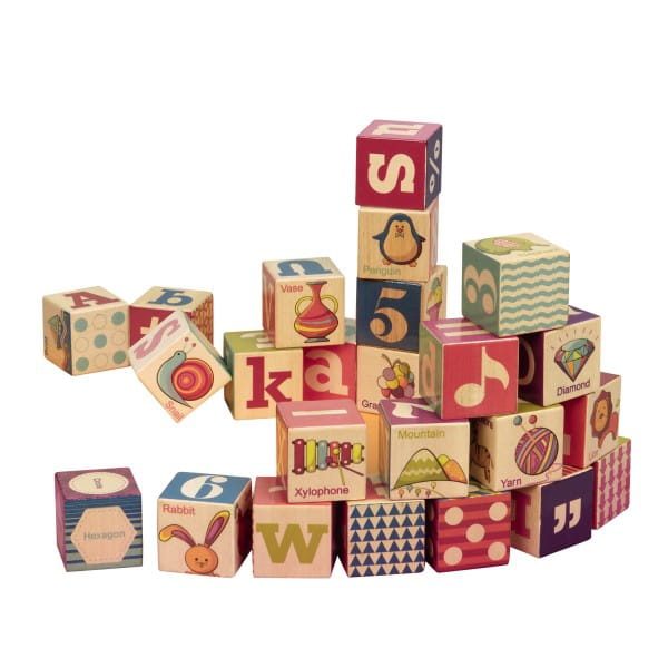 B.toys  -  Drewniane Klocki z Literkami i Obrazkami w Drewnianej Tacy