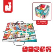 Janod  -  Klocki Drewniane z Matą do Zabawy Kubix 70 Sztuk Miasto