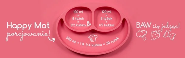 Ezpz  -  Silikonowy Talerzyk z Podkładką 2w1 Happy mat Niebieski