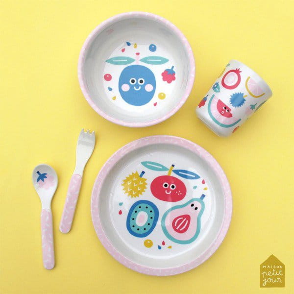 Maison Petit Jour® - Zestaw Naczyń i Sztućców Dla Dziecka, 5 El., Tutti Frutti | Maison Petit Jour®