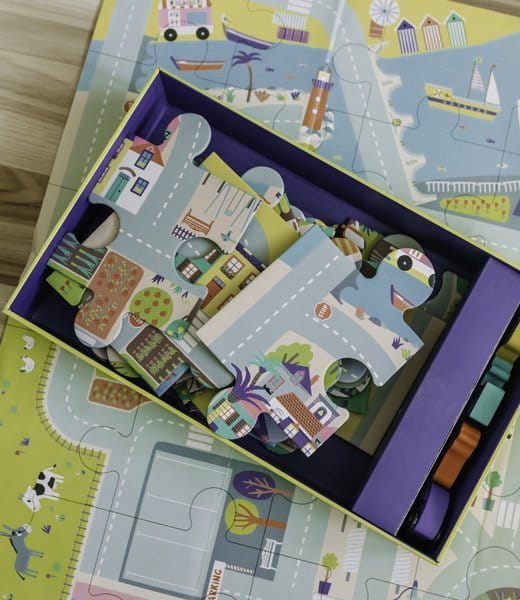Auzou Puzzle Duże Miasto z Drewnianymi Autkami 3+ 72031
