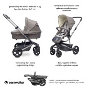 Easywalker  -  Harvey Wózek Głęboko - Spacerowy Steel Grey (zawiera Stelaż, Siedzisko z Budką i Pałąkiem)