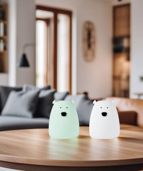 Rabbit &amp; Friends - Zestaw 2 Lampek Mini Miś w Kolorze Biały i Arktyczna Zieleń