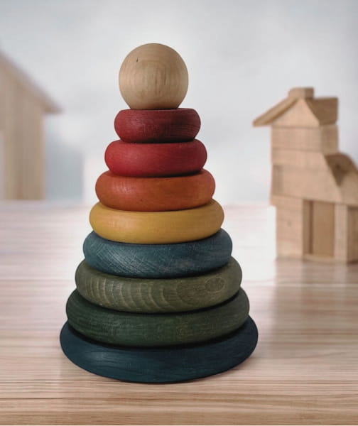 Wooden Story - Drewniana Piramida Okrągła – Kolorowa