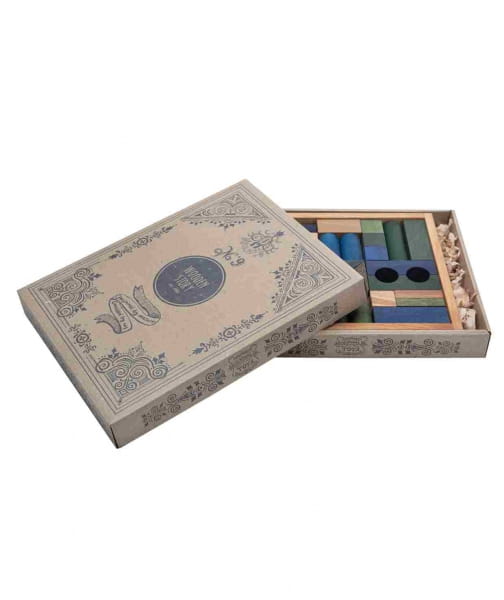 Wooden Story - Drewniane Klocki w Skrzynce – Barwa Zimna, 30 Elementów