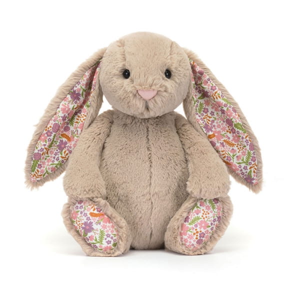 Jellycat  -  Przytulanka Maskotka Blossom Petal Królik Beżowy Kolorowe Uszy 31cm