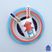 Maison Petit Jour® - Zestaw Naczyń i Sztućców Dla Dziecka, 5 El., Roboty | Maison Petit Jour®