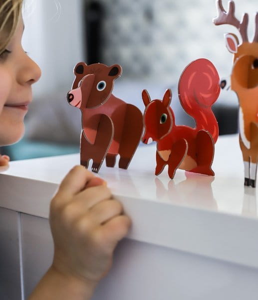 Auzou   -   Puzzle Leśny Świat + Kartonowe Zwierzątka 3+