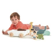 tender leaf toys - Drewniany Statek do Ciągnięcia ze Zwierzątkami, Tender Leaf Toys