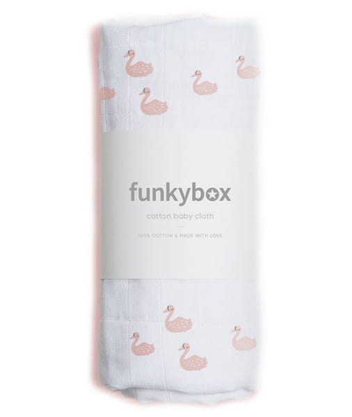 Funkybox  -  Pieluszka Bawełniana 70x70 Vintage Pink Swan