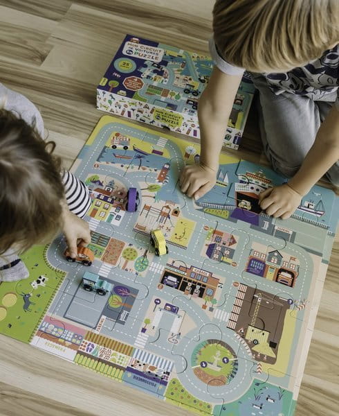 Auzou Puzzle Duże Miasto z Drewnianymi Autkami 3+ 72031