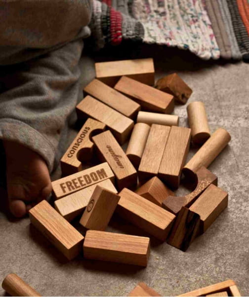 Wooden Story - Drewniane Klocki w Worku – Naturalne, xl 50 Elementów