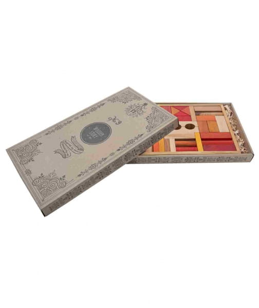 Wooden Story - Drewniane Klocki w Skrzynce – Barwa Ciepła, 54 Elementy
