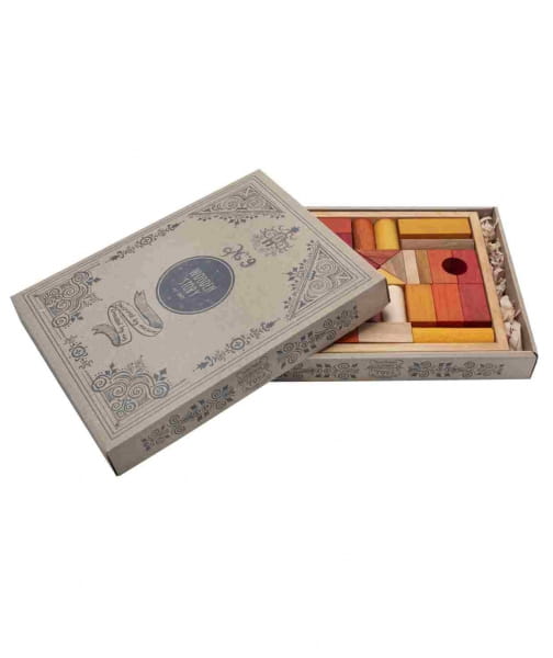 Wooden Story - Drewniane Klocki w Skrzynce – Barwa Ciepła, 30 Elementów