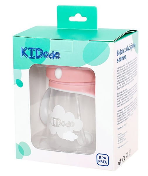 Kidodo  -  Bidon z Obciążoną Słomką, Różowy, 260 ml,  6m+