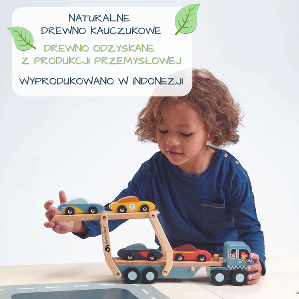 Tender Leaf Toys - Drewniana Laweta z Samochodami