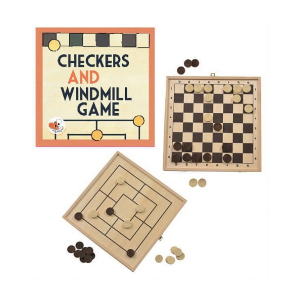 Egmont Toys® - Drewniane Gry Logiczne, 2w1, Warcaby, Windmill | Egmont Toys®
