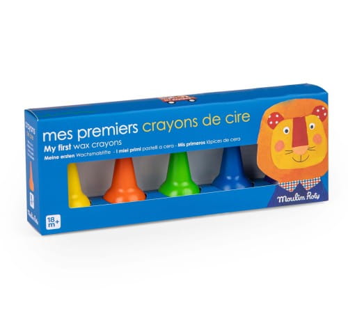 Moulin Roty    -  Kredki Woskowe 5 Kolorów Les Popipop