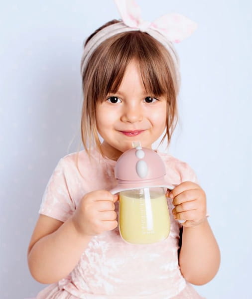 Kidodo  -  Bidon z Obciążoną Słomką, Różowy, 260 ml,  6m+