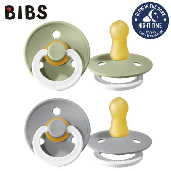 BIBS - Bibs 2 - Pack Sage Night &amp; Cloud Night s Smoczek Uspokajający Kauczuk Hevea