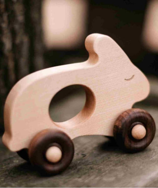 Wooden Story - Drewniana Zabawka na Kółkach Królik
