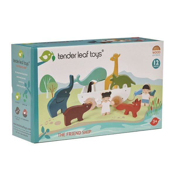 tender leaf toys - Drewniany Statek do Ciągnięcia ze Zwierzątkami, Tender Leaf Toys