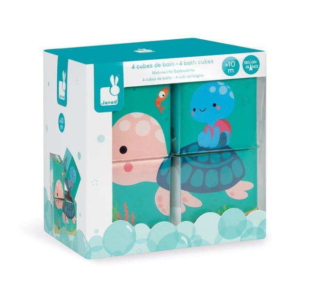 Janod - Klocki do Kąpieli Puzzle 6w1 Zwierzątka 4 Elementy 10 m +